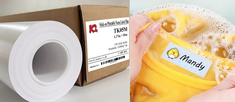 Washable Clothing Label Material for Care Tags Pestävä vaatetarramateriaali hoitolappuihin